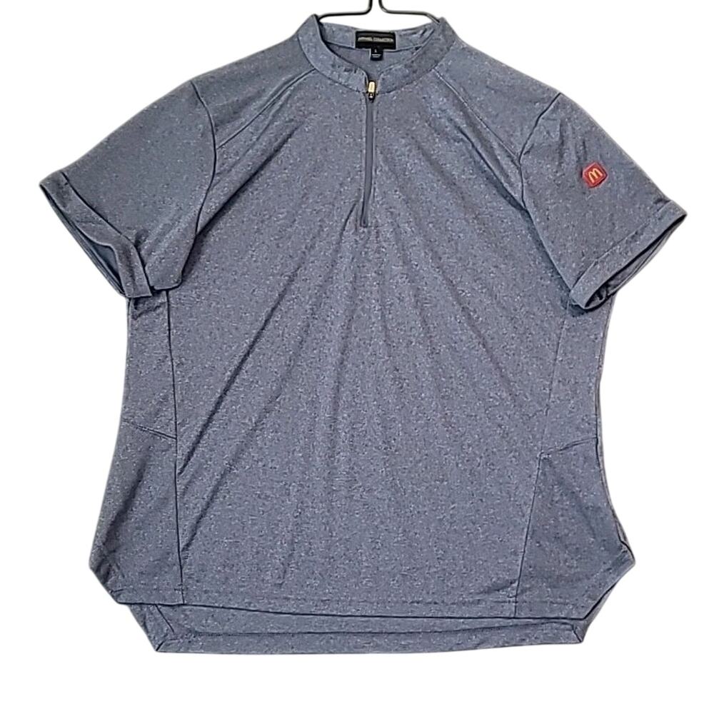 McDonalds Employee Shirt Men's L Gray Blue 1/4 Zip S/S Apparel Collection Work